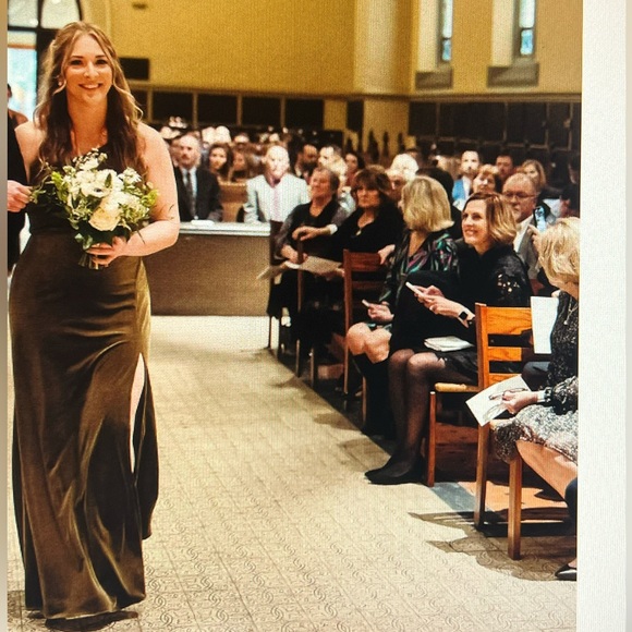 Jenny Yoo Cybill Bridesmaid Dress in Olive - Picture 3 of 3